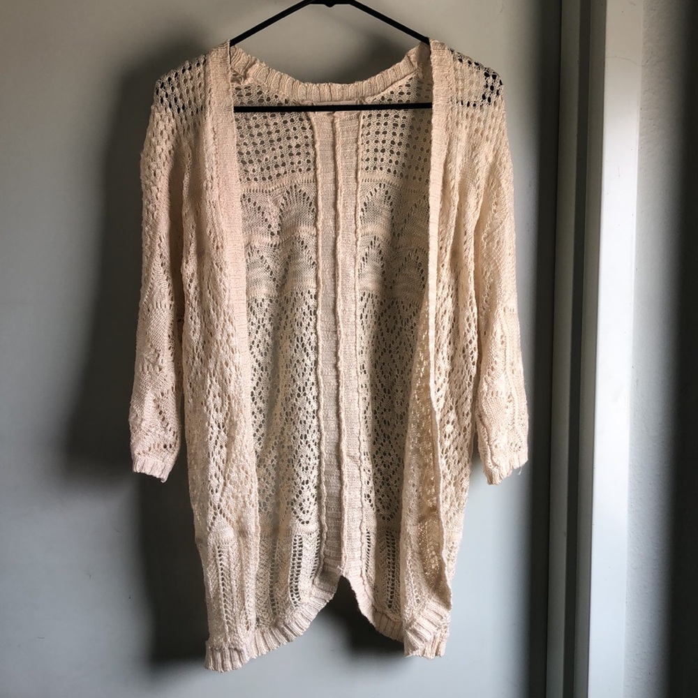 pink rose Lacy Woven Shawl size Small